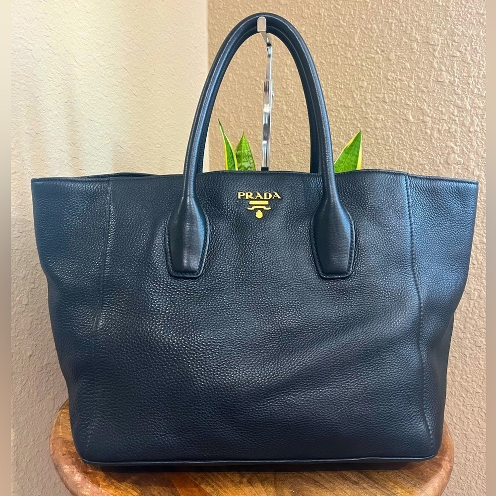Prada Black Leather Tote Bag